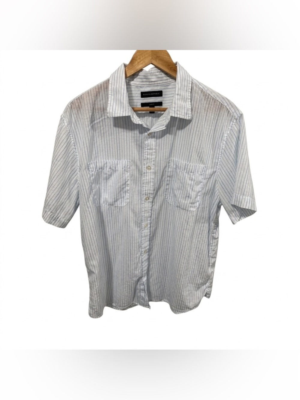 Banana Republic Men’s Light Blue Striped Casual 100% Cotton Shirt XL